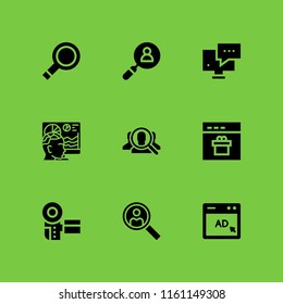 optimization icon. 9 optimization set with seo and web, search and browser vector icons for web and mobile app