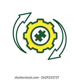 Optimization icon. Business Process Optimization. Gear with circular paddle and arrows. Symbol for Process, productivity. Mixed design style