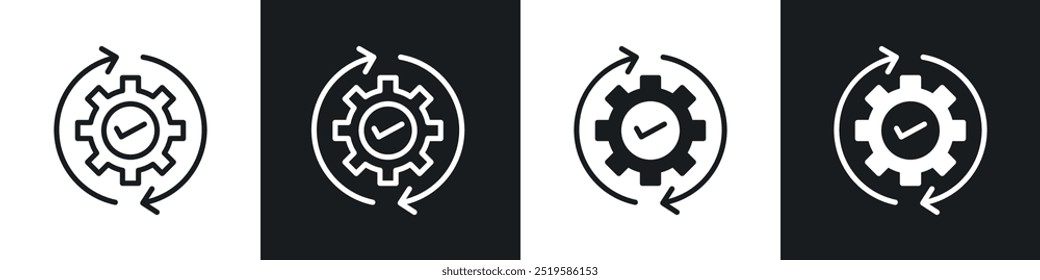 Icono de optimización colección en blanco y negro relleno y estilo de línea de trazo.
