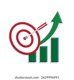 Optimization icon. Digital Marketing Optimization. target with rising graph. symbol for Process, automation, productivity. 3d simple design style
