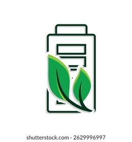 ícone Otimização. Otimização da eficiência de energia. Bateria com folha. Símbolo de Processo, automação, produtividade. Estilo de design misto