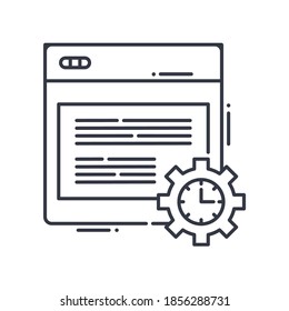 Optimization icon, linear isolated illustration, thin line vector, web design sign, outline concept symbol with editable stroke on white background.