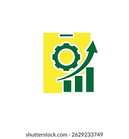 Optimization icon. Mobile App Optimization. Smartphone with gears and graph going up. symbol for automation, productivity. Solid design style