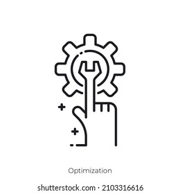 Optimization icon. Outline style icon design isolated on white background