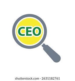Optimization icon. SEO Optimization. magnifying glass with CEO written on it. symbol for Process, automation, productivity. Solid design style
