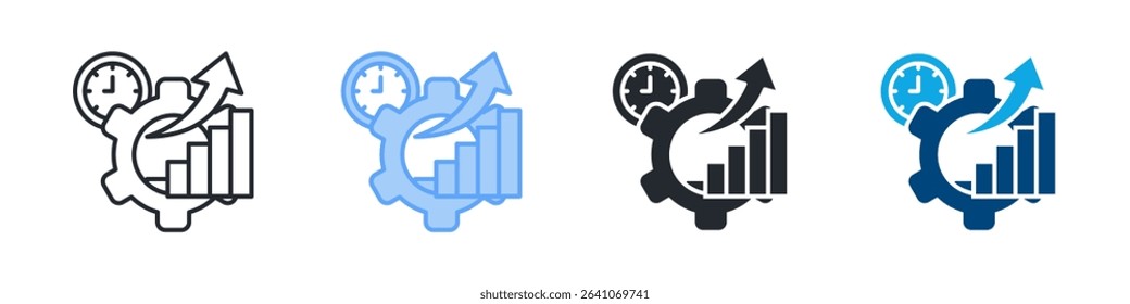 Optimization Icon Set Multiple Style. Design In Outline, Blue, Glyph, Dualtone