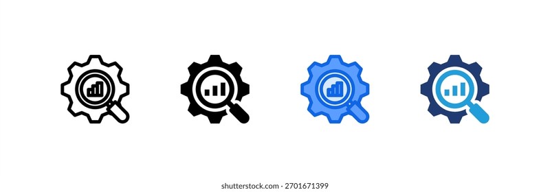 Ícone de otimização define várias coleções de estilos. Ilustração vetorial.