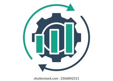 Optimization icon. solid icon style. chart with gear and arrow. icon related to efficiency. productivity elements vector illustration