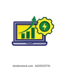 Optimization icon. Website Speed Optimization. monitor with gears and graph going up. symbol for Process, automation, productivity. simple 3d design style
