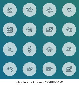 Optimization icons line style set with SEO hosting, events calendar, website optimization and other arrow elements. Isolated vector illustration optimization icons.