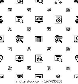 optimization icons pattern seamless. Included editable filled SEO monitoring, wireframe, Algorithm, website optimization, Social Marketing icons. optimization icons for web and mobile.