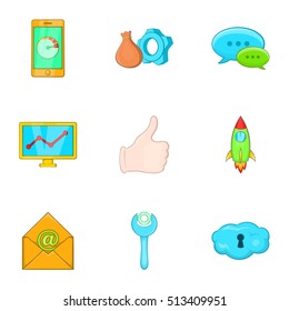 Optimization icons set. Cartoon illustration of 9 optimization vector icons for web