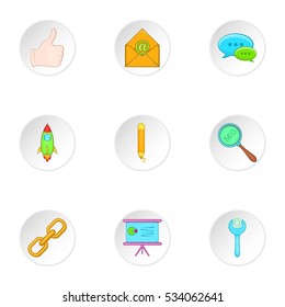 Optimization icons set. Cartoon illustration of 9 optimization vector icons for web