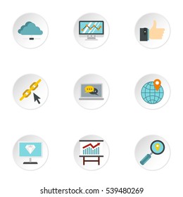 Optimization icons set. Flat illustration of 9 optimization vector icons for web