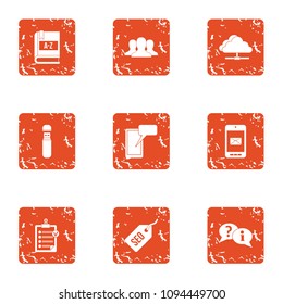 Optimization icons set. Grunge set of 9 optimization vector icons for web isolated on white background