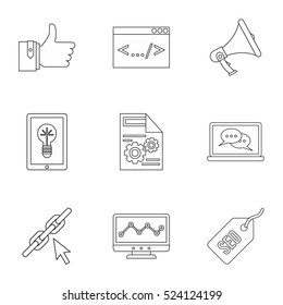 Optimization icons set. Outline illustration of 9 optimization vector icons for web