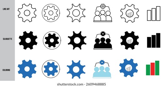 Optimization line editable icon set. Editable stroke,silhouette and colorful. Vector illustration