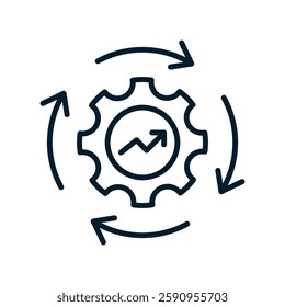 Optimization process concept. Vector linear icon isolated on white background.