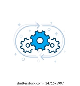 optimization process, operations vector line icon