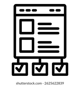 Ícone do mecanismo de pesquisa de otimização. Ícone de vetor do mecanismo de pesquisa Otimização de Tópicos para design da Web isolado no plano de fundo branco