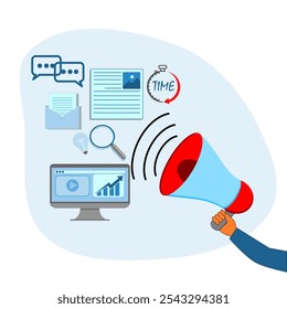 Optimierung der Suchergebnisse für SEO-Marketingdaten. Marketingdaten-Illustration, flacher Stilvektor. 02