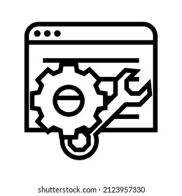 Optimization sign. Outline or linear icon.