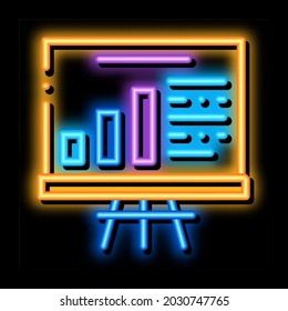 optimization study diagram chart neon light sign vector. Glowing bright icon optimization study diagram chart sign. transparent symbol illustration svg