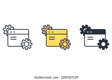 optimization thin line icons. Vector illustration isolated on white. Editable stroke.