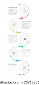 Modalidades de optimización plantilla de diseño de gráficos de infografía. Gráfico de infografías editable con iconos. Gráficos instructivos con secuencia de 5 pasos. Presentación de datos visuales