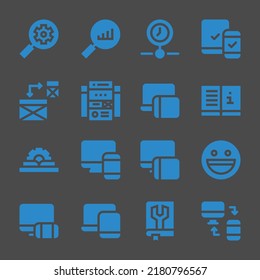 optimization web icons. Seo and Statistics, Responsive and Manual symbol, vector signs