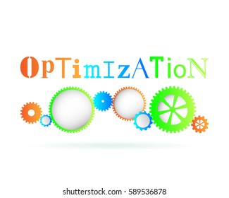 Optimization word above modern gear wheels