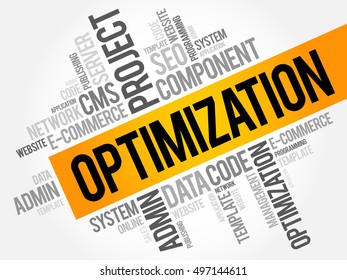 OPTIMIZATION word cloud collage, business technology concept background