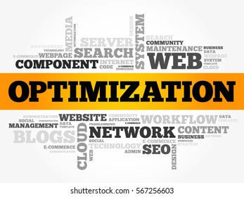 OPTIMIZATION word cloud, technology business concept background