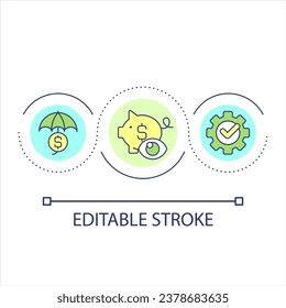 Optimize financial system loop concept icon. Budget management. Saving money. Finance regulation abstract idea thin line illustration. Isolated outline drawing. Editable stroke. Arial font used