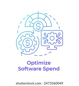 Optimize software spend blue gradient concept icon. Business expenses organization. Round shape line illustration. Abstract idea. Graphic design. Easy to use in infographic, presentation