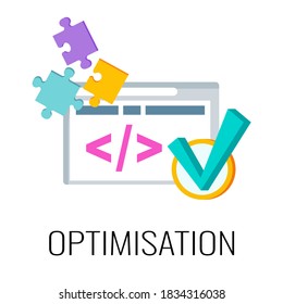 Icono Optimizar sitio web para motores de búsqueda. Ilustración vectorial plana.