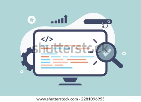 Optimize website SEO with Robots Meta Tags. Illustration shows HTTP header meta tags and SEO meta data description elements for search engine optimization