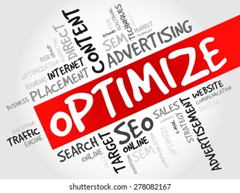 OPTIMIZE word cloud, business concept