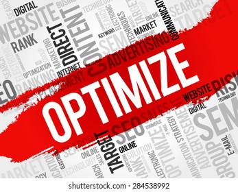 OPTIMIZE word cloud, business concept