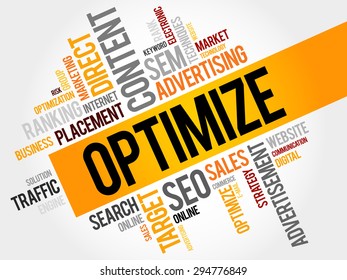 OPTIMIZE word cloud, business concept