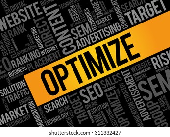 OPTIMIZE word cloud, business concept