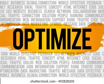 OPTIMIZE word cloud collage, business concept background