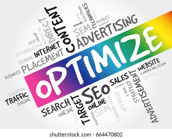 OPTIMIZE word cloud collage, business concept background