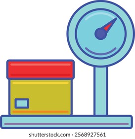 Optimize your shipping process with this dynamic illustration of a box on a scale, highlighting precision in measurement and delivery efficiency