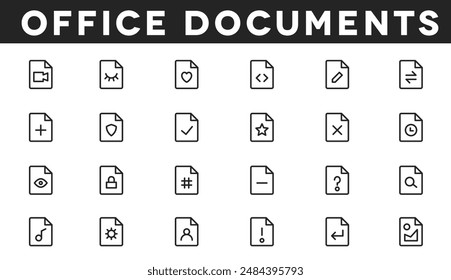 Optimize your tasks with our office icon vectors, showcasing essential tools like mail, calendars, and file management for efficient organization and productivity.