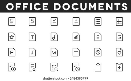 Optimize your tasks with our office icon vectors, showcasing essential tools like mail, calendars, and file management for efficient organization and productivity.