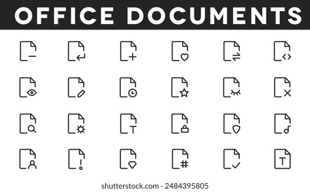 Optimize your tasks with our office icon vectors, showcasing essential tools like mail, calendars, and file management for efficient organization and productivity.