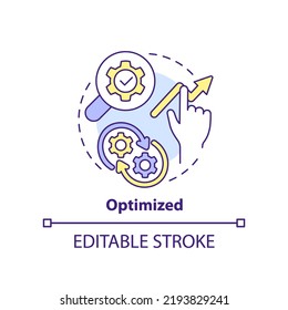 Optimized Concept Icon. Advantage Of Digital Advertising Abstract Idea Thin Line Illustration. Improve Operations. Isolated Outline Drawing. Editable Stroke. Arial, Myriad Pro-Bold Fonts Used