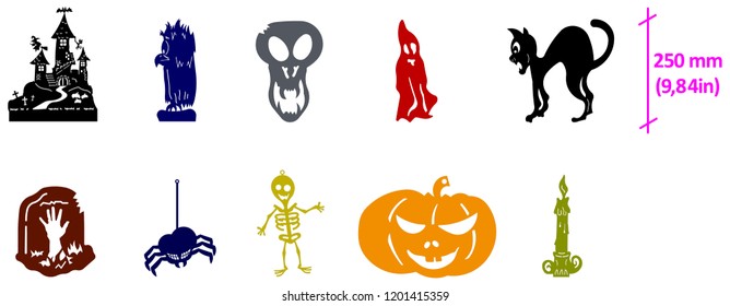 
Optimized drawings for laser and CNC silhouettes with haloween motifs
