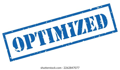 Optimized ink grunge stamp isolated on white background, optimization business process concept, vector web design element